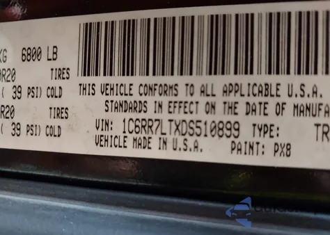 2013 Ram 1500 Big Horn z USA, uszkodzony, nr VIN 1C6RR7LTXDS510899